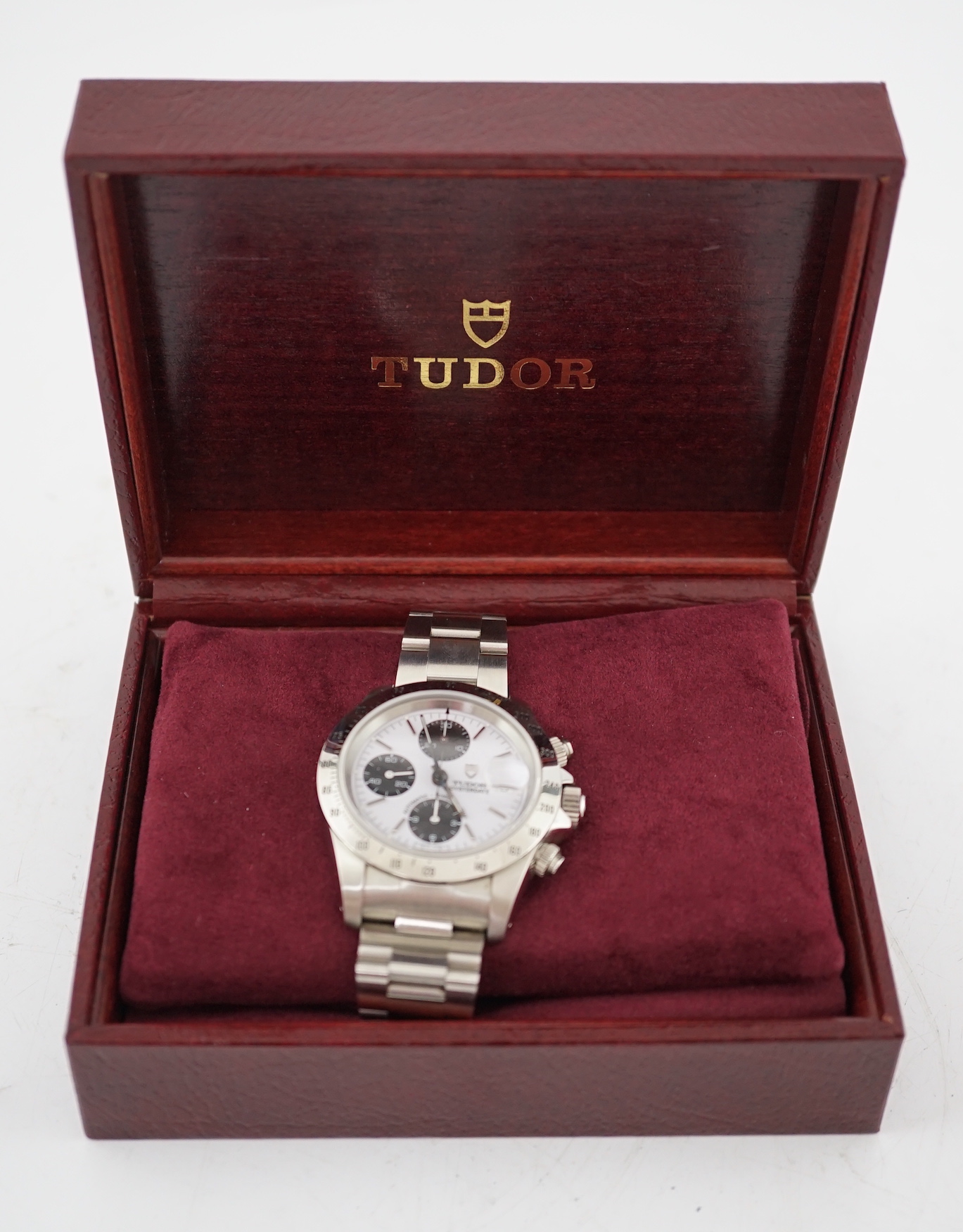 A gentleman's 2002 stainless steel Tudor Oysterdate Automatic Chrono Time 'Big Block' panda dial wrist watch